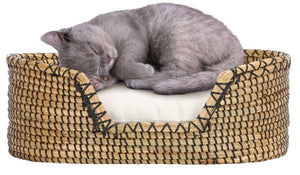 Safavieh SARGE Pet Bed with Cushion - Cozy, Stylish Beige Seagrass Design for Cats & Small Dogs Comfort PET1802A