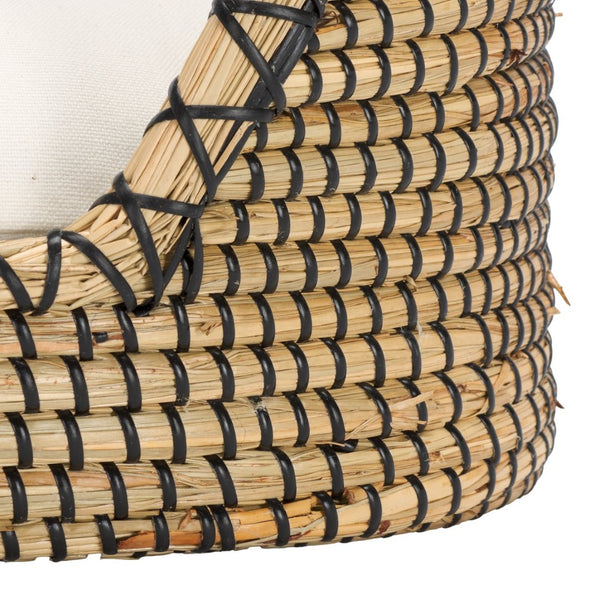 Safavieh SARGE Pet Bed with Cushion - Cozy, Stylish Beige Seagrass Design for Cats & Small Dogs Comfort PET1802A