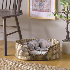 Safavieh SARGE Pet Bed with Cushion - Cozy, Stylish Beige Seagrass Design for Cats & Small Dogs Comfort PET1802A