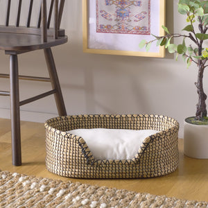 Safavieh SARGE Pet Bed with Cushion - Cozy, Stylish Beige Seagrass Design for Cats & Small Dogs Comfort PET1802A