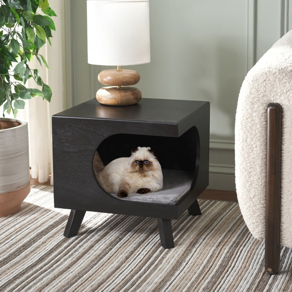 Safavieh Bean Small Pet Bed – Stylish, Cozy Retreat For Cats And Dogs, Perfect For Modern Home Decor Matt Black PET5700B