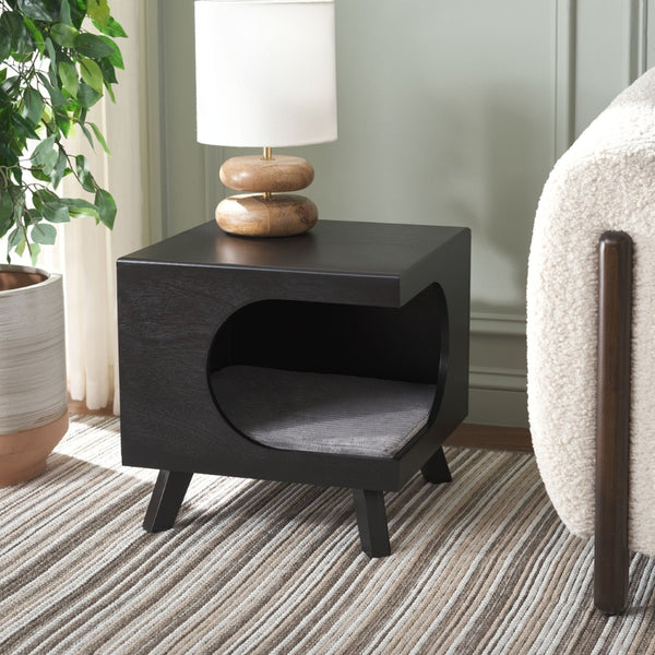 Safavieh Bean Small Pet Bed – Stylish, Cozy Retreat For Cats And Dogs, Perfect For Modern Home Decor Matt Black PET5700B