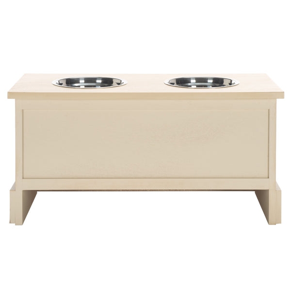 Safavieh Boomer Pet Feeder With Drawer - Elegant Wooden Design For Stylish Dining And Easy Maintenance Natural Wood,Stainless Steel Pet5701a