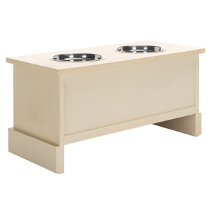 Safavieh Boomer Pet Feeder With Drawer - Elegant Wooden Design For Stylish Dining And Easy Maintenance Natural Wood,Stainless Steel Pet5701a