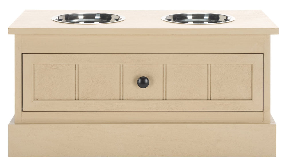 Safavieh Boomer Pet Feeder With Integrated Storage Drawer - Stylish, Durable Design For Clean Mealtimes Natural PET5701A