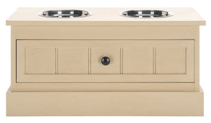 Safavieh Boomer Pet Feeder With Drawer - Elegant Wooden Design For Stylish Dining And Easy Maintenance Natural Wood,Stainless Steel Pet5701a