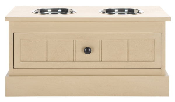 Safavieh Boomer Pet Feeder With Drawer - Elegant Wooden Design For Stylish Dining And Easy Maintenance Natural Wood,Stainless Steel Pet5701a