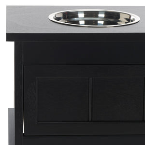 Safavieh Boomer Pet Feeder With Drawer - Elegant Wooden Design For Stylish Dining And Easy Maintenance Matte Black , Wood,Stainless Steel Pet5701b