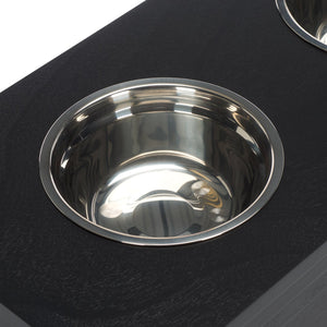 Safavieh Boomer Pet Feeder With Drawer - Elegant Wooden Design For Stylish Dining And Easy Maintenance Matte Black , Wood,Stainless Steel Pet5701b