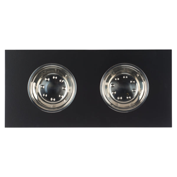 Safavieh Boomer Pet Feeder With Drawer - Elegant Wooden Design For Stylish Dining And Easy Maintenance Matte Black , Wood,Stainless Steel Pet5701b