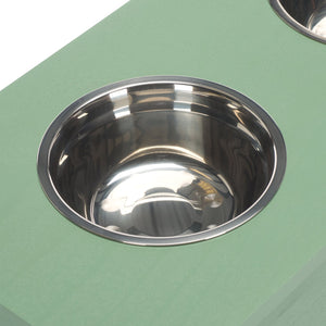 Safavieh Boomer Pet Feeder With Drawer - Elegant Wooden Design For Stylish Dining And Easy Maintenance Sage Green Wood,Stainless Steel Pet5701c