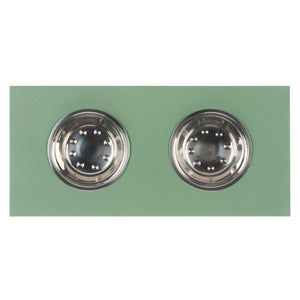 Safavieh Boomer Pet Feeder With Drawer - Elegant Wooden Design For Stylish Dining And Easy Maintenance Sage Green Wood,Stainless Steel Pet5701c