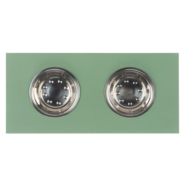 Safavieh Boomer Pet Feeder With Drawer - Elegant Wooden Design For Stylish Dining And Easy Maintenance Sage Green Wood,Stainless Steel Pet5701c