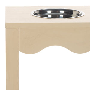 Safavieh Lilith Stylish Pet Feeder - Elegant Wood & Stainless Steel Dining Set For Your Furry Friends' Comfort Natural Wood,Stainless Steel Pet5702a