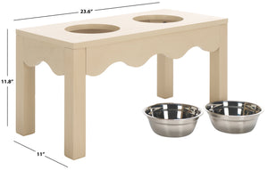 Safavieh Lilith Stylish Pet Feeder - Elegant Wood & Stainless Steel Dining Set For Your Furry Friends' Comfort Natural Wood,Stainless Steel Pet5702a
