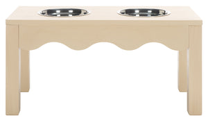 Safavieh Lilith Stylish Pet Feeder - Elegant Wood & Stainless Steel Dining Set For Your Furry Friends' Comfort Natural Wood,Stainless Steel Pet5702a