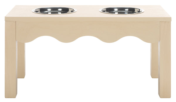 Safavieh Lilith Stylish Pet Feeder - Elegant Wood & Stainless Steel Dining Set For Your Furry Friends' Comfort Natural Wood,Stainless Steel Pet5702a