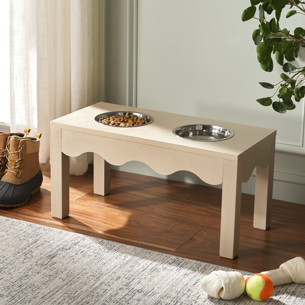 Safavieh Lilith Stylish Pet Feeder - Elegant Wood & Stainless Steel Dining Set For Your Furry Friends' Comfort Natural Wood,Stainless Steel Pet5702a