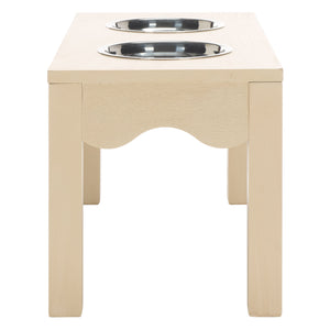 Safavieh Lilith Stylish Pet Feeder - Elegant Wood & Stainless Steel Dining Set For Your Furry Friends' Comfort Natural Wood,Stainless Steel Pet5702a