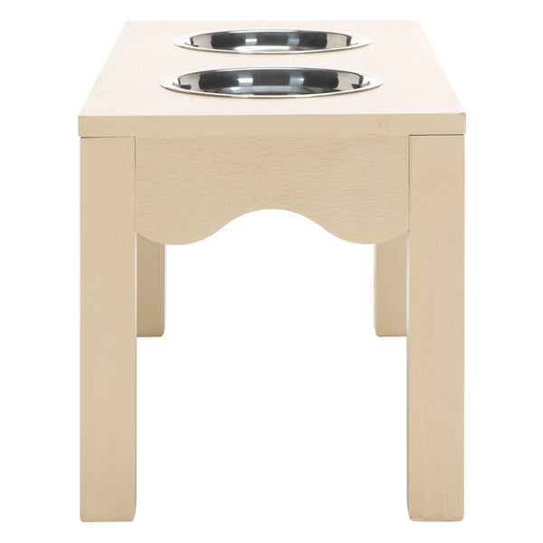 Safavieh Lilith Stylish Pet Feeder - Elegant Wood & Stainless Steel Dining Set For Your Furry Friends' Comfort Natural Wood,Stainless Steel Pet5702a