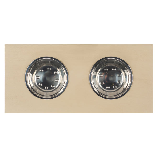 Safavieh Lilith Stylish Pet Feeder - Elegant Wood & Stainless Steel Dining Set For Your Furry Friends' Comfort Natural Wood,Stainless Steel Pet5702a