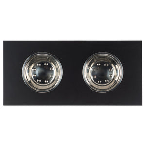 Safavieh Lilith Stylish Pet Feeder - Elegant Wood & Stainless Steel Dining Set For Your Furry Friends' Comfort Matte Black , Wood,Stainless Steel Pet5702b