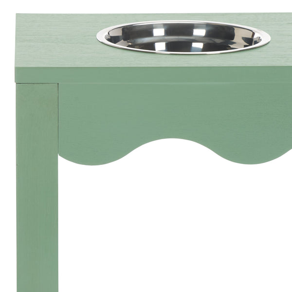 Safavieh Lilith Stylish Pet Feeder - Elegant Wood & Stainless Steel Dining Set For Your Furry Friends' Comfort Sage Green Wood,Stainless Steel Pet5702c