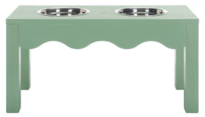 Safavieh Lilith Stylish Pet Feeder - Elegant Wood & Stainless Steel Dining Set For Your Furry Friends' Comfort Sage Green Wood,Stainless Steel Pet5702c