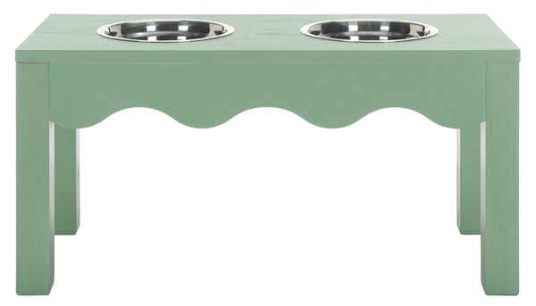 Safavieh Lilith Stylish Pet Feeder - Elegant Wood & Stainless Steel Dining Set For Your Furry Friends' Comfort Sage Green Wood,Stainless Steel Pet5702c