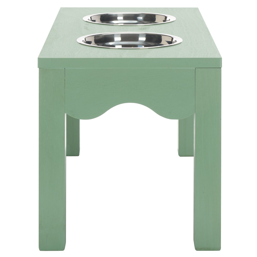 Safavieh Lilith Stylish Pet Feeder - Elegant Wood & Stainless Steel Dining Set For Your Furry Friends' Comfort Sage Green Wood,Stainless Steel Pet5702c