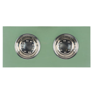 Safavieh Lilith Stylish Pet Feeder - Elegant Wood & Stainless Steel Dining Set For Your Furry Friends' Comfort Sage Green Wood,Stainless Steel Pet5702c