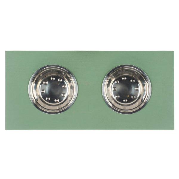 Safavieh Lilith Stylish Pet Feeder - Elegant Wood & Stainless Steel Dining Set For Your Furry Friends' Comfort Sage Green Wood,Stainless Steel Pet5702c