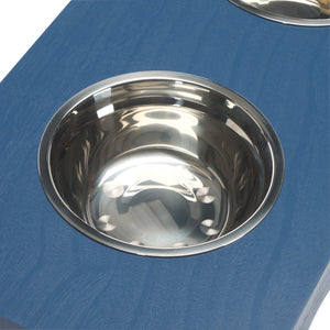 Safavieh Lilith Stylish Pet Feeder - Elegant Wood & Stainless Steel Dining Set For Your Furry Friends' Comfort Blue Wood,Stainless Steel Pet5702d