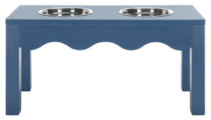 Safavieh Lilith Stylish Pet Feeder - Elegant Wood & Stainless Steel Dining Set For Your Furry Friends' Comfort Blue Wood,Stainless Steel Pet5702d
