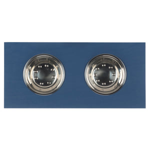 Safavieh Lilith Stylish Pet Feeder - Elegant Wood & Stainless Steel Dining Set For Your Furry Friends' Comfort Blue Wood,Stainless Steel Pet5702d