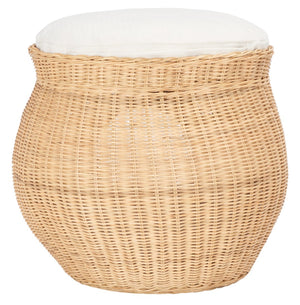 Safavieh SULI Cat Bed - Cozy Rattan Retreat with Removable White Cushion for Stylish Cat Naps & Lounging PET6500A