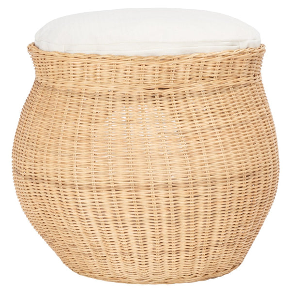 Safavieh SULI Cat Bed - Cozy Rattan Retreat with Removable White Cushion for Stylish Cat Naps & Lounging PET6500A