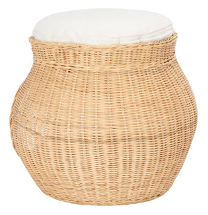 Safavieh SULI Cat Bed - Cozy Rattan Retreat with Removable White Cushion for Stylish Cat Naps & Lounging PET6500A