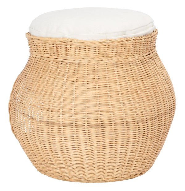 Safavieh SULI Cat Bed - Cozy Rattan Retreat with Removable White Cushion for Stylish Cat Naps & Lounging PET6500A