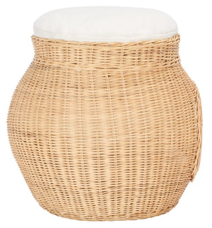 Safavieh SULI Cat Bed - Cozy Rattan Retreat with Removable White Cushion for Stylish Cat Naps & Lounging PET6500A