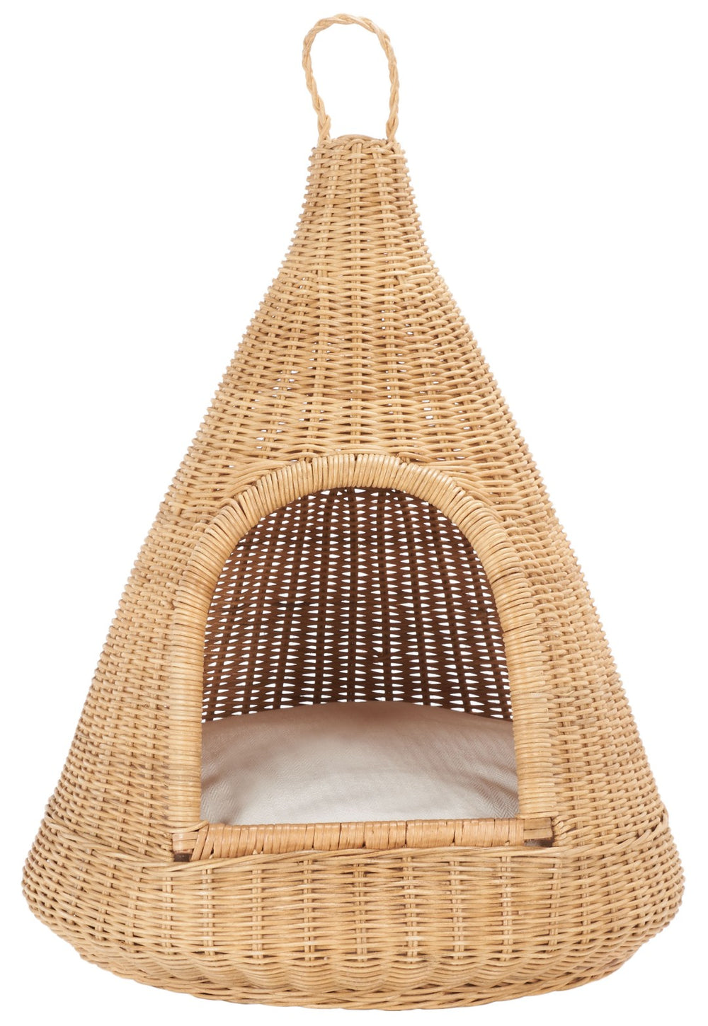 Safavieh TIFA Cat Bed with Plush Cushion - Stylish White & Natural Honey Rattan Retreat for Ultimate Comfort PET6501A