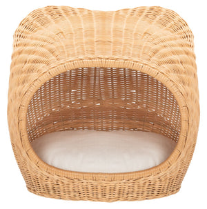 Safavieh TORU Cozy Cat Bed with Plush Cushion - Stylish Natural Honey Rattan Design for Modern Homes PET6502A
