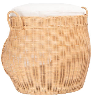Safavieh FAATI Cozy Rattan Cat Bed with Plush Cushion – Stylish Natural Honey & White Design for Comfort PET6503A