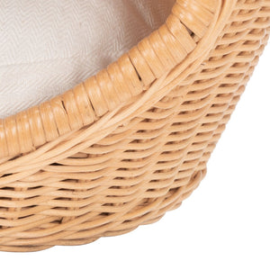 Safavieh FAATI Cozy Rattan Cat Bed with Plush Cushion – Stylish Natural Honey & White Design for Comfort PET6503A