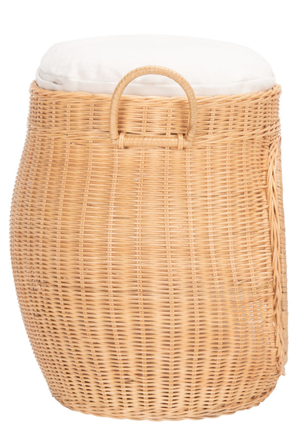 Safavieh FAATI Cozy Rattan Cat Bed with Plush Cushion – Stylish Natural Honey & White Design for Comfort PET6503A