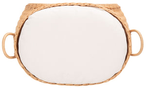 Safavieh FAATI Cozy Rattan Cat Bed with Plush Cushion – Stylish Natural Honey & White Design for Comfort PET6503A