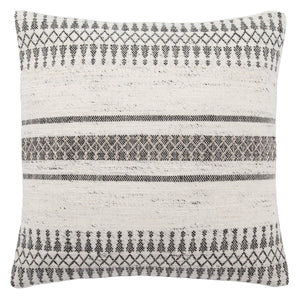 Jaipur Living Jaipur Living Prescott Viscose Pillow Cover Geometric Lattice Folk Pattern Gray Ivory PLC101525