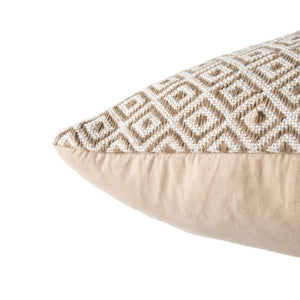Jaipur Living Jaipur Living Estes Diamond Lattice Viscose Linen Pillow Cover for Modern Neutral Rooms PLC101530