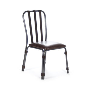 Zentique Rik Top-Grain Leather Dining Chair with Iron Frame — Industrial Chic, Ergonomic Comfort, Compact Fit PF23