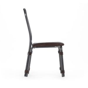 Zentique Rik Top-Grain Leather Dining Chair with Iron Frame — Industrial Chic, Ergonomic Comfort, Compact Fit PF23